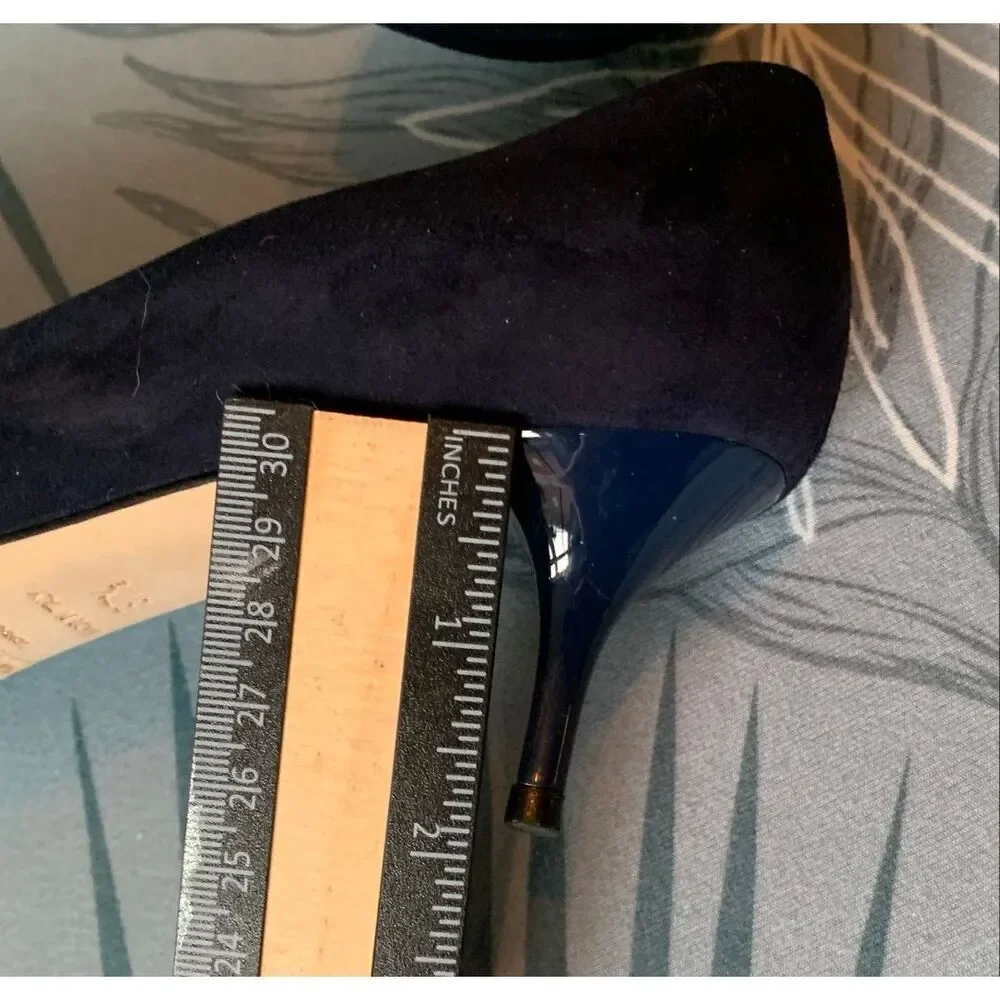 Jimmy Choo AZA Navy Blue SUEDE LEATHER Pumps Heels Shoes sz 37.5
